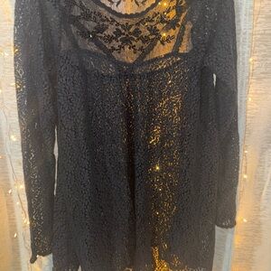 Free People Black Lace Mini Dress